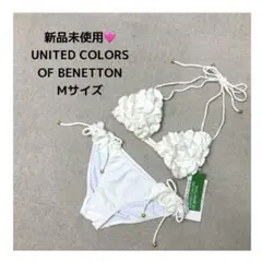 新品❤️ ベネトン　水着　上下セット　ビキニ　夏　花　ホワイト　Mサイズのサムネイル