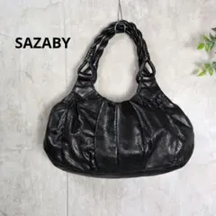 サザビー/ ツイストハンドル パンチング加工 プリーツフォルム バッグ レザー