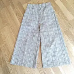 ガウチョパンツ　パンツ　チェック　ボトム　ズボン　ガウチョ