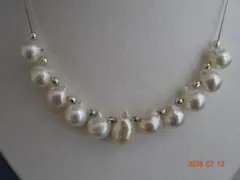 あこや真珠11pcs（約8×8.9～9×15㎜）SV925スライドピンチェーン