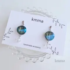 オーロラブルー × クリスタルピアス　イヤリング｜大人可愛い