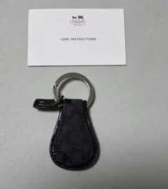 【新品未使用】COACH コーチ キーホルダー キーリング シグネチャー柄 黒