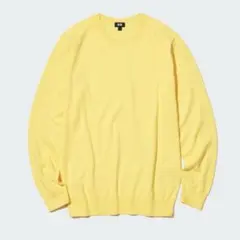 【UNIQLO】ウォッシャブルコットンクルーネックセーター　綿100% イエロー