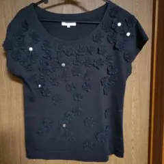 SONIA RYKIEL フラワーモチーフ カットソー ブラックのサムネイル