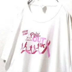 ポート&カンパニー 7thピンクアウト5K ロゴ Tシャツホワイト白XL古着