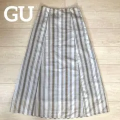GU ジーユー ストライプ フレアロングスカート