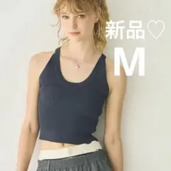新品♡ coca リブニットアメスリタンク M ネイビー　コカのサムネイル