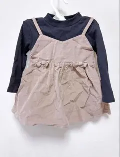 長袖カットソー 80cm ドッキング ロンT重ね着風