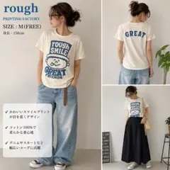 rough スマイルプリント 半袖Tシャツ M カジュアル コットン100%のサムネイル