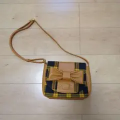 リボン付きショルダーバッグ　キャメル