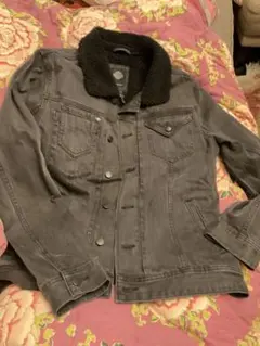 ハーレーダビッドソン ボア襟デニムジャケット グレー裏ボア