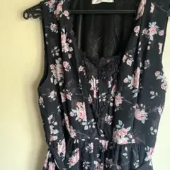 【アクシーズファム】ローズ柄シフォンワンピース