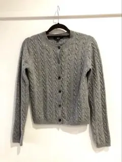 UNIQLO グレー ケーブルニット カーディガン 長袖