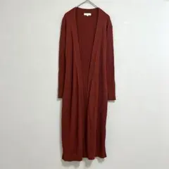プラステ PLST リブ ニット ロング カーディガン 【M】 テラコッタ