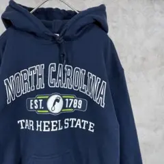 00s カレッジ【GILDAN】 チームロゴ 古着 パーカー S ネイビー