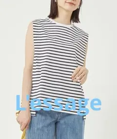 【L'essage】ボーダーノースリーブ Tシャツ