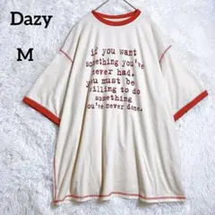 デイジー ロゴプリントTシャツ 配色ステッチ 半袖 オーバーサイズ『M』