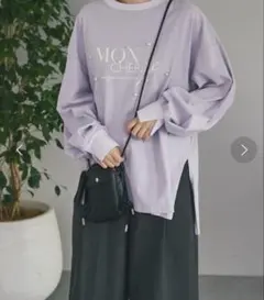 試着のみun dix cors ワンポイント パール×ロゴプルオーバー パープル