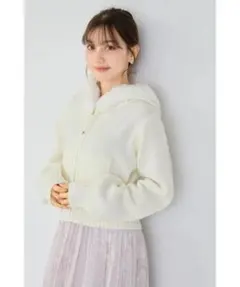 tocco closet ファー付きニットパーカー アイボリー