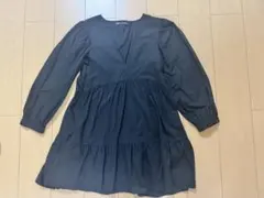 ZARA 黒 長袖 フレアシャツ　ワンピース　ブラウス