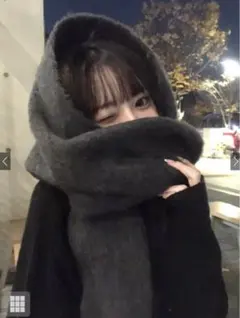 【新品未開封】GRL 起毛フェイクウールフリンジボリュームマフラー チャコール