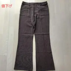 ブラウン フレアパンツ ジッパーポケット付き値下げ