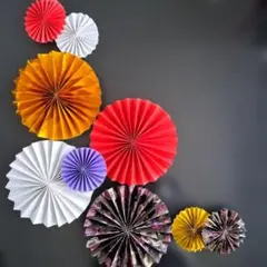 ⑪折り紙 ペーパーファン 大人花柄 壁面 セット