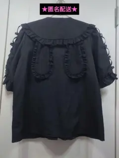 【夢展望/DearmyLove】うさ耳付きフリルブラウス/ブラックのサムネイル