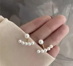 2WAY パールピアス 5連パール イミテーション 韓国 アレルギー対応