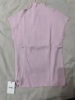 GRL ハイネック リブニット 半袖 ピンク L