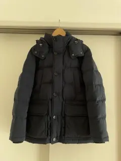 ユニクロ　メンズダウンジャケット ダークネイビー フェイクファー付き