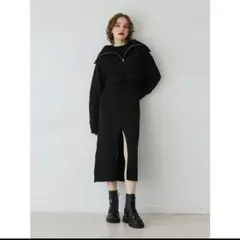 jouetie ハーフZIPロングニットワンピース 黒