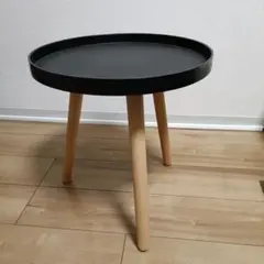 サイドテーブル ベッドサイド ナイトテーブル 丸型 黒