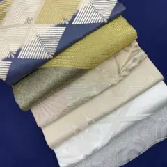 Ｙ6272 名古屋帯　まとめセット　リメイク用　白地　金糸　銀糸