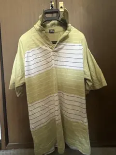 Stussy ボーダーポロシャツ ライトグリーン　ビンテージ！のサムネイル
