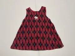 ELLE フーセンウサギ 赤チェックワンピース 90