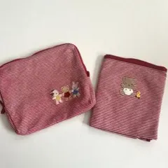 familiar ファミリア おむつ替えマット 収納ポーチ セット赤