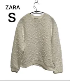 (SM03-82) ZARA ジャガード スウェット トレーナー レディース Sのサムネイル