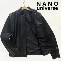 極美品　羊革　レザーシングルライダースジャケット　ナノユニバース　ブラック　M 楽天市場】【SALE／40%OFF】バンドカラーレザーシングル