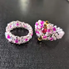 ハンドメイド　ビーズリング２個セット