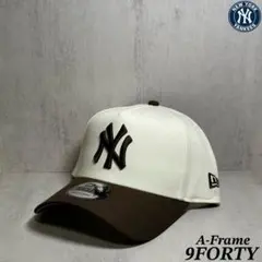 【海外限定】 ヤンキース 9FORTY ホワイト&ブラウン キャップ ②
