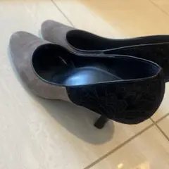 ワコール　サクセスウォーク　黒レース×グレースエード　24cm パンプス