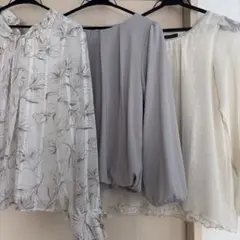 オフィス ブラウス ベージュ系 長袖 M 3点セット