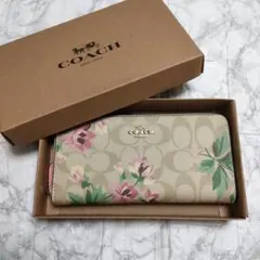 新品 箱ありCOACH コーチ長財布 シグネチャー フローラル 花柄 プリント