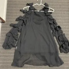 MILLION CARATS リボンがかわいいカットソー　黒　透け感