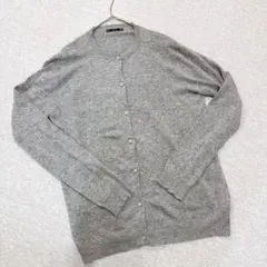 ザラ　長袖カーディガン　Lサイズ　グレー　ウール　シルバービジューボタン