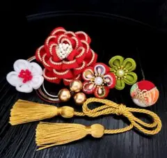 つまみ細工 髪飾り 赤 成人式 七五三 前撮り 卒業式 振袖 袴 浴衣 結婚式