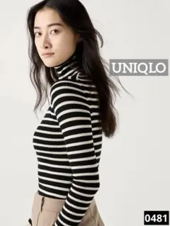 美*和様 0481 UNIQLO メリノリブタートルネックセーター ブラック