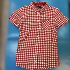 FRED PERRY 半袖チェックシャツ UK 8
