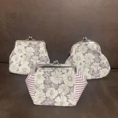 花柄とストライプのがま口3個セット